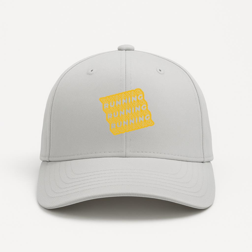 Running Text Badge Cut Out Cotton Twill Cap 