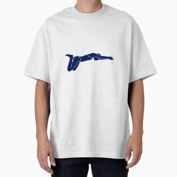 Swimming People Pose Silhouette Oversized T-Shirt 
