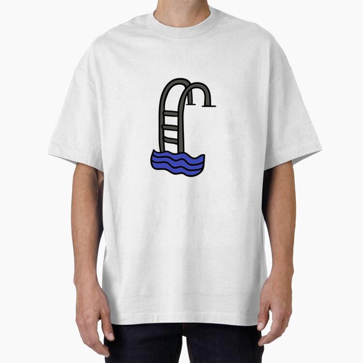Swimming Pool Ladder Hand Drawn Swimming Oversized T-Shirt 