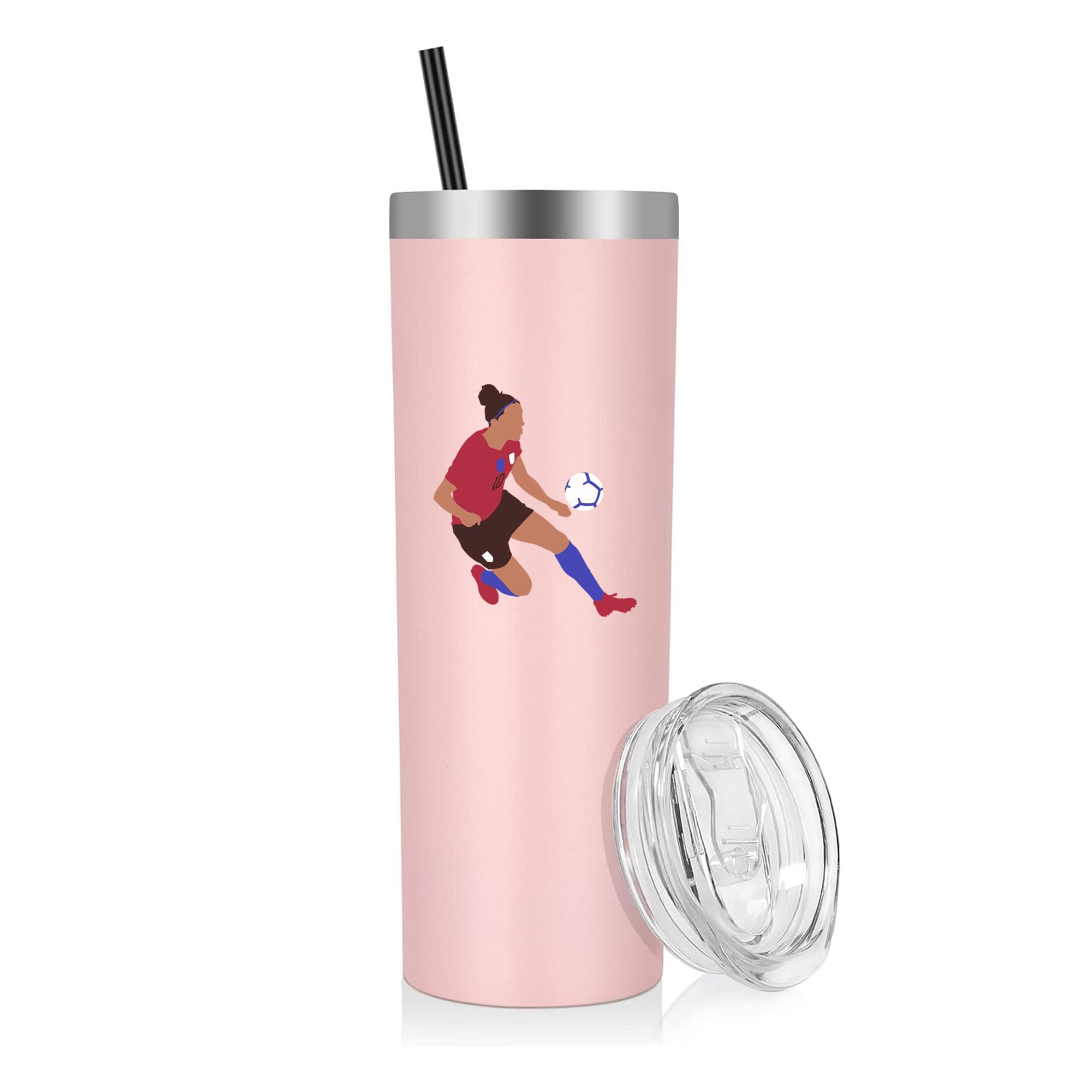Woman Soccer Player Flat 20oz Stainless Steel Tumbler