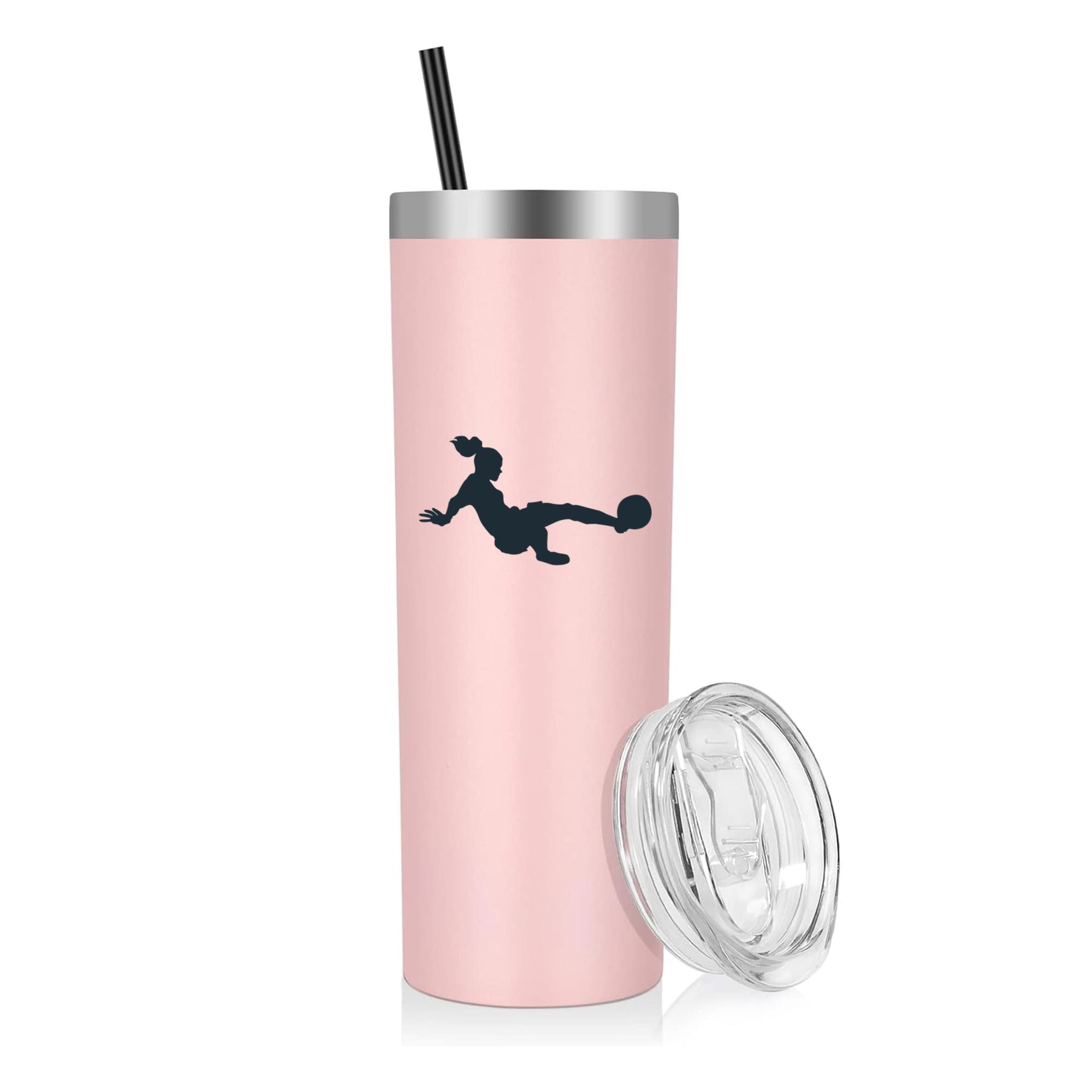 Woman Soccer Player Tackling Silhouette 20oz Stainless Steel Tumbler